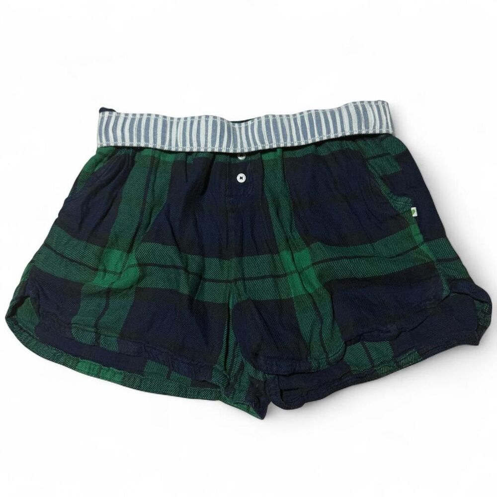 Aerie Plaid Foldover Shorts with Pockets Women’s Size Medium